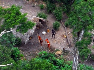 THe uncontacted Indians of the Envira, who have never before had any contact with the outside world, photographed during an overflight in May 2008 showing 'uncontacted Indians' of the Envira, who have never before had any contact with the outside world, photographed during an overflight in May 2008 ⓒGleison Miranda, FUNAI